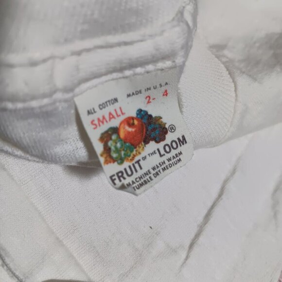 Vintage 1970's NOS Fruit Of The Loom Small 2-4 White T-Shirt Single Stitch - Picture 2 of 7